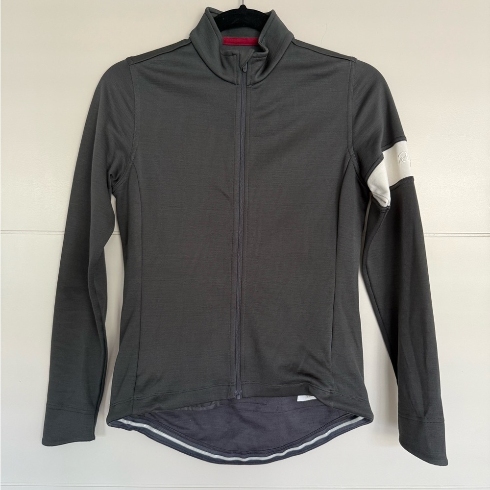 Rapha Women's Dark Gray Full-Zip Cycling Jacket with White Arm Panel